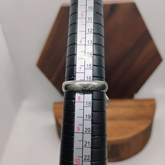 Vtg Zuni Signed Madeline Beyuka Olla Maiden Sterling Inlay Gemstone Ring Sz 7.5 - Picture 8 of 9